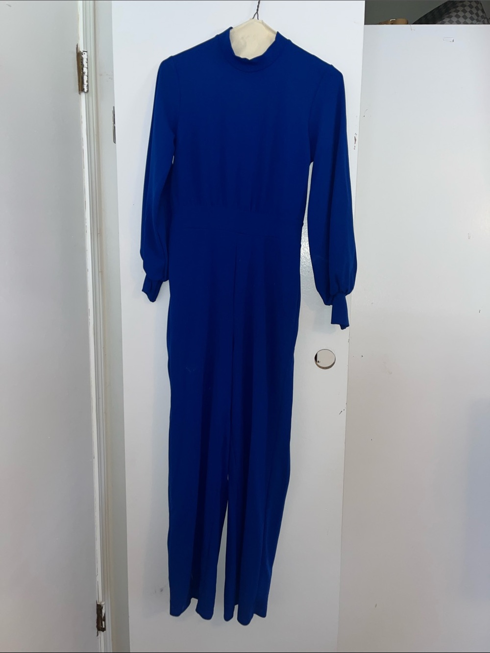 Boohoo Cobalt Blue High-Neck Puff Sleeve Jumpsuit